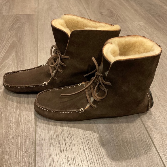Banana Republic Boot Shearling  Driving Brown Suede Size 8 NWOT - Picture 4 of 11